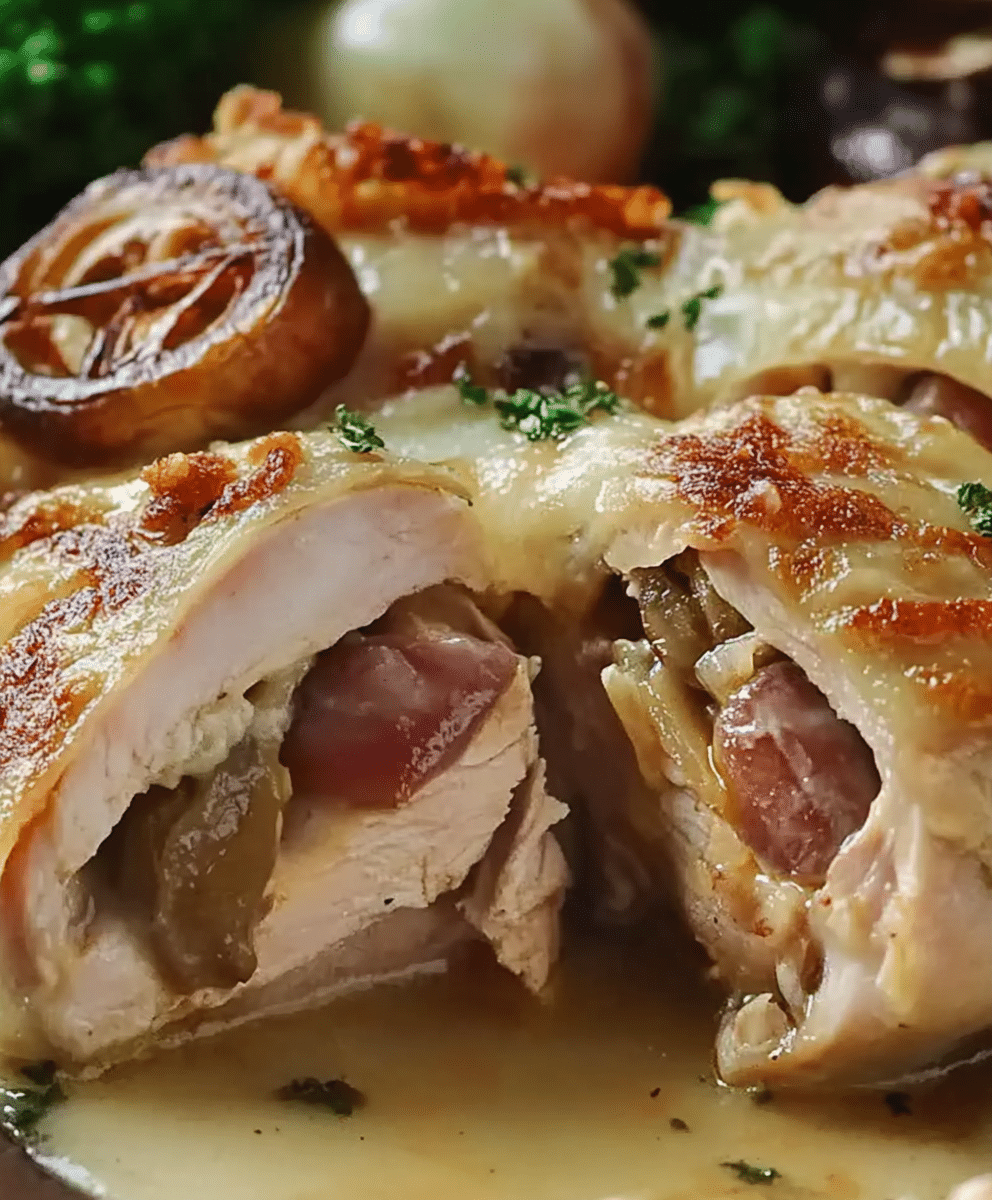 This Mushroom Melt Stuffed Chicken is a juicy and delicious comfort food! A flavorful, easy chicken dinner ready in under 45 minutes.