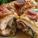 This Mushroom Melt Stuffed Chicken is a juicy and delicious comfort food! A flavorful, easy chicken dinner ready in under 45 minutes.