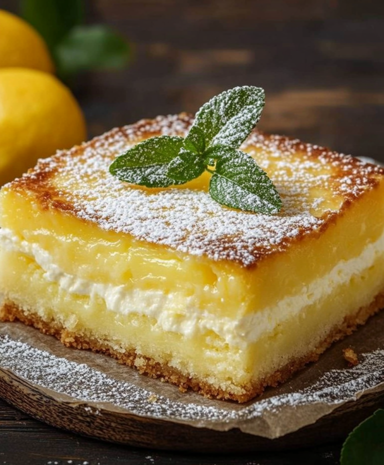 the lemon cake is cut in half and ready to be eaten