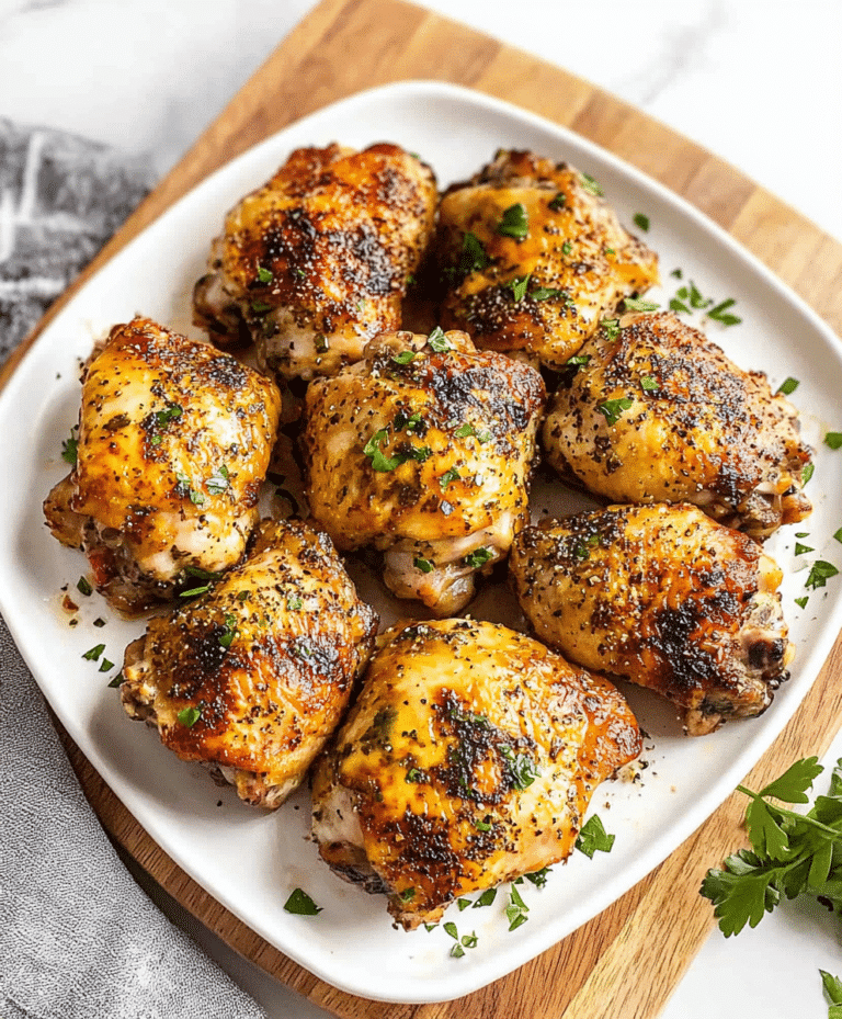 These crispy, juicy Oven-Baked Chicken Thighs are the perfect easy dinner! Ready in 40 minutes with a simple seasoning blend.