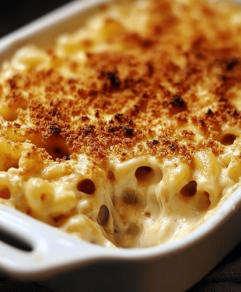a close up of macaroni and cheese on a plate