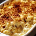 a close up of macaroni and cheese on a plate