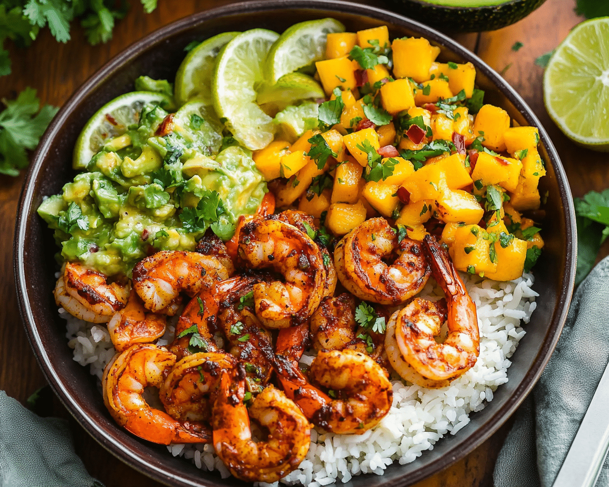 Chili Lime Shrimp Bowls with Mango-Avocado Salsa