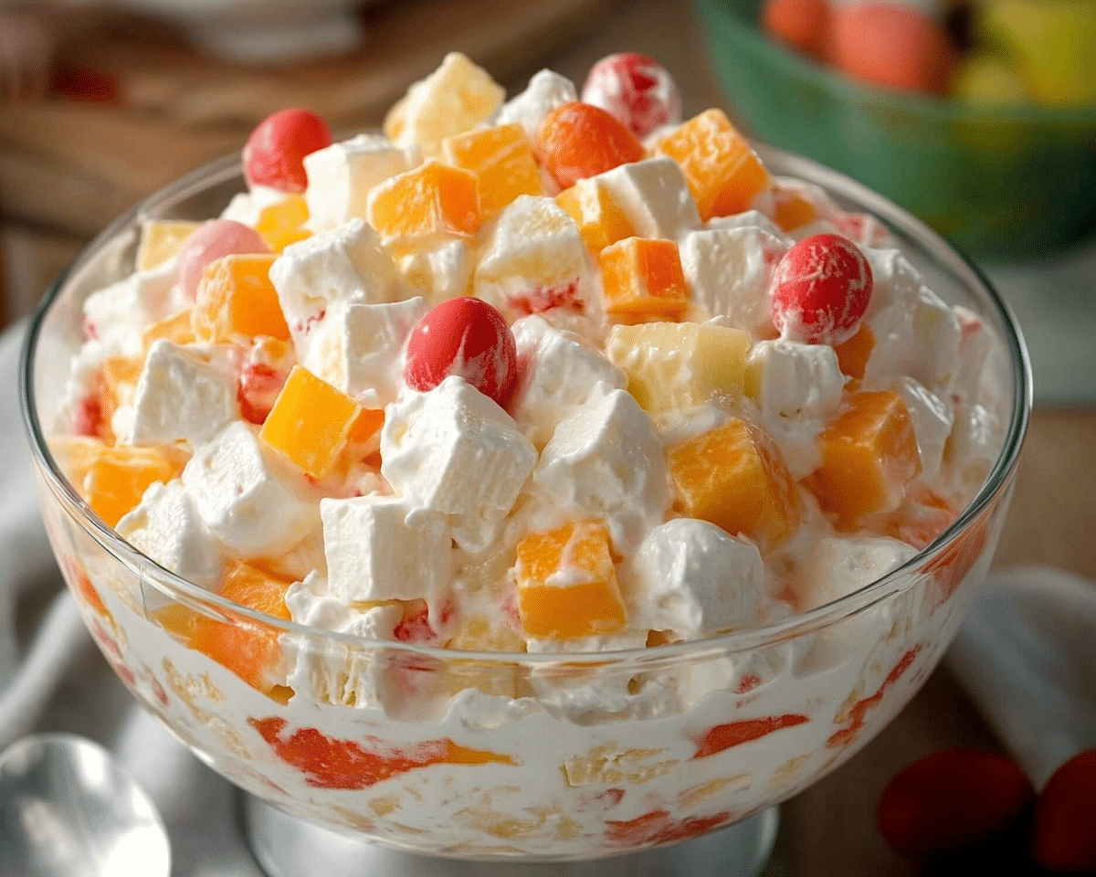 an easter meal with carrots, pineapples and whipped cream in the middle