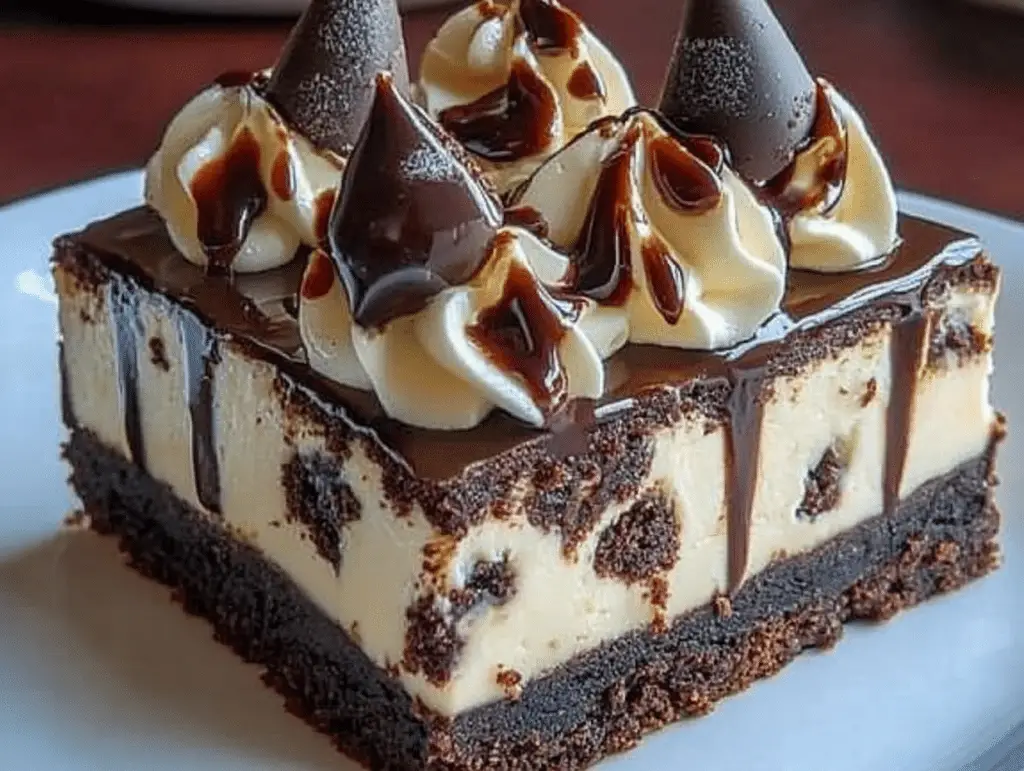 two pictures showing different types of cheesecakes on plates with chocolate drizzle