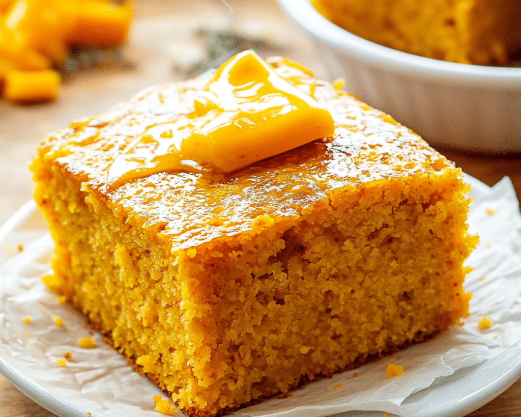 honey butter sweet potato cornbread is stacked on top of each other with the words, homemade filling