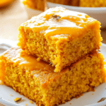 honey butter sweet potato cornbread is stacked on top of each other with the words, homemade filling