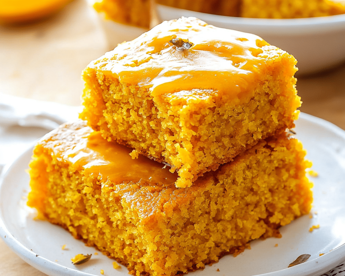 honey butter sweet potato cornbread is stacked on top of each other with the words, homemade filling
