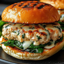 White Cheddar & Spinach Chicken Burgers – Healthy & Juicy