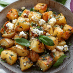 baked feta roast potatoes are an easy side dish recipe