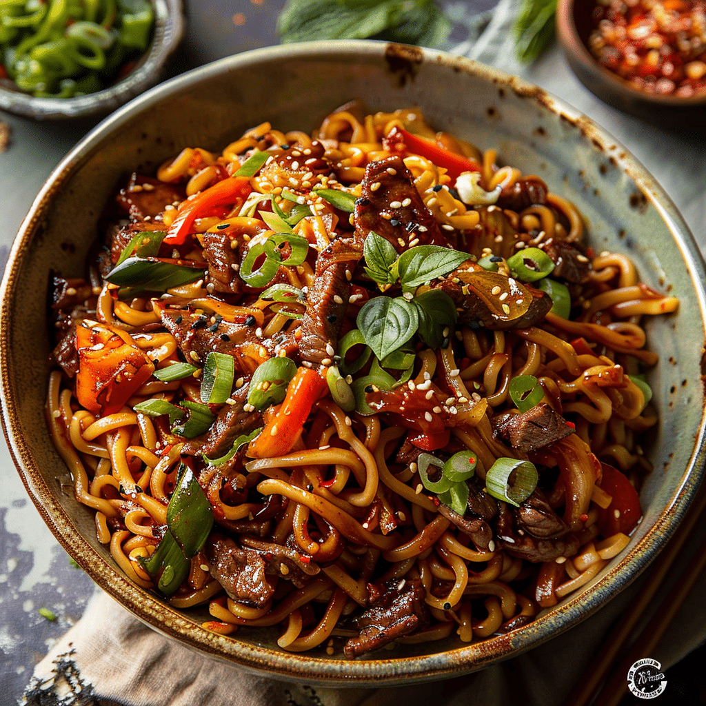 20 Minute Korean Beef Sesame Noodles