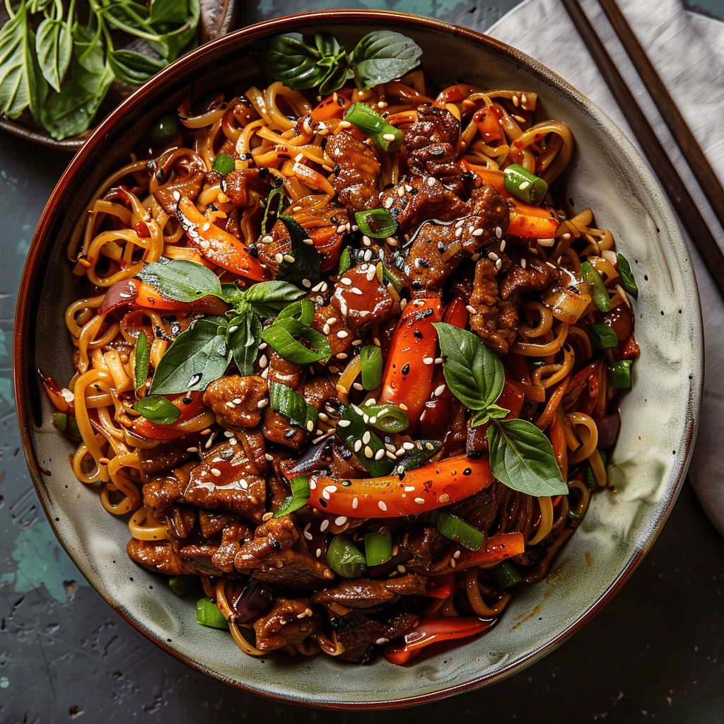20 Minute Korean Beef Sesame Noodles