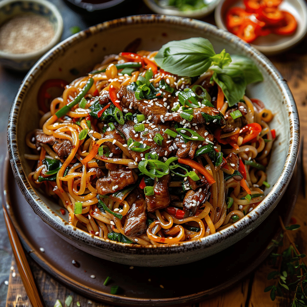 20 Minute Korean Beef Sesame Noodles