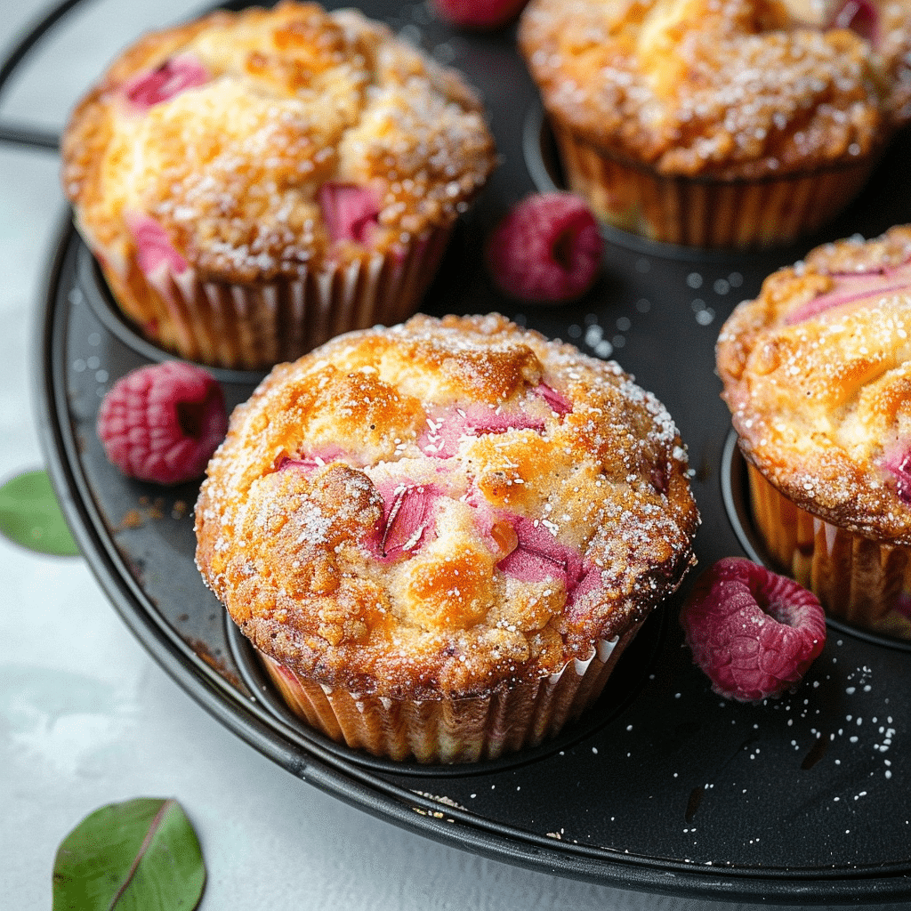 the cover of rhubarb muffins made with greek yogurt