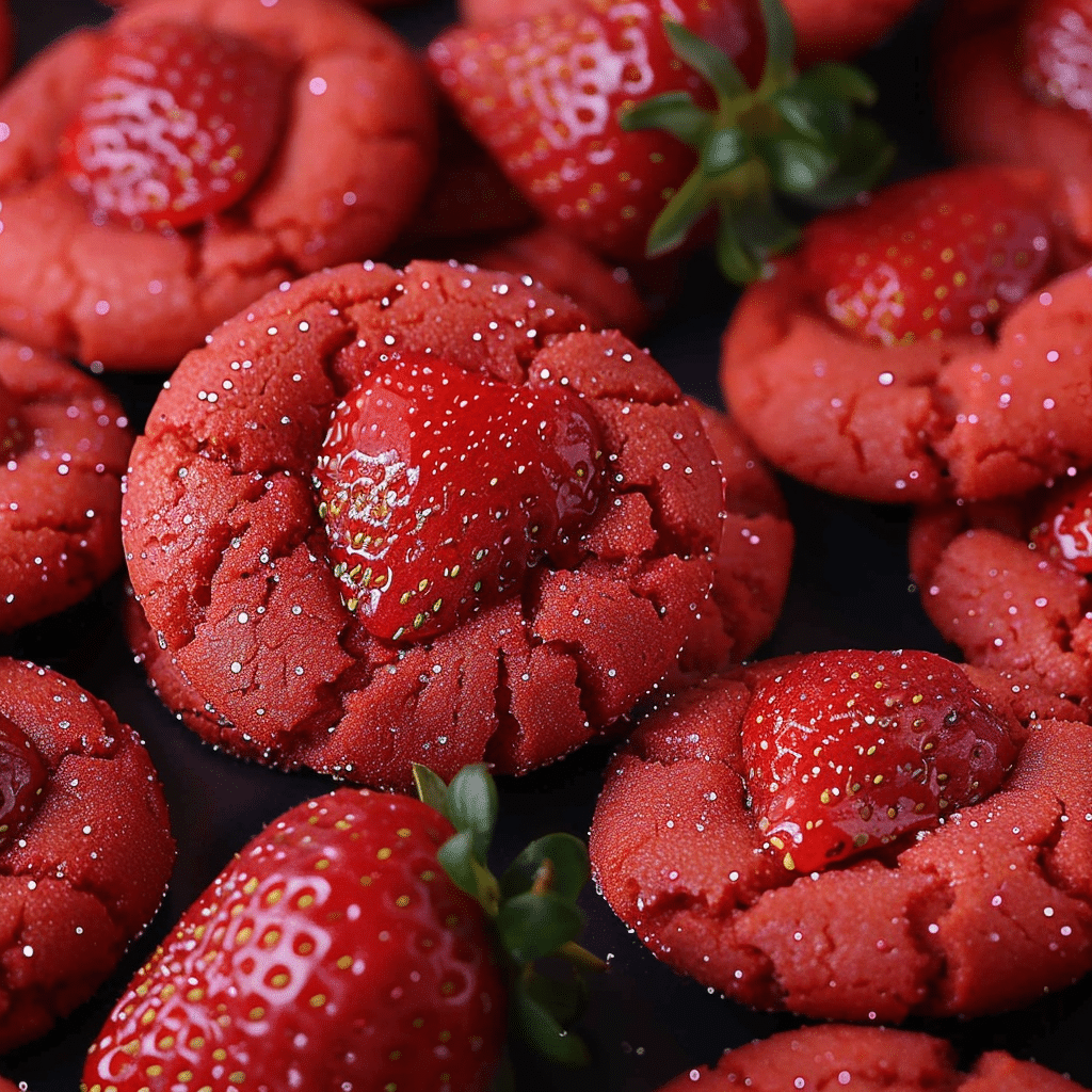 Looking for cookies easy enough for anyone to make? These strawberry sugar cookies are soft, sweet, and sparkle with fruity sugar — perfect for every occasion! #CookiesEasy #StrawberrySugarCookies #CIsForCookie #BakingSweets