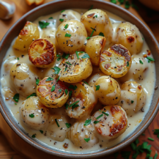 Creamy Parsley Potatoes Recipe with Garlic Sauce