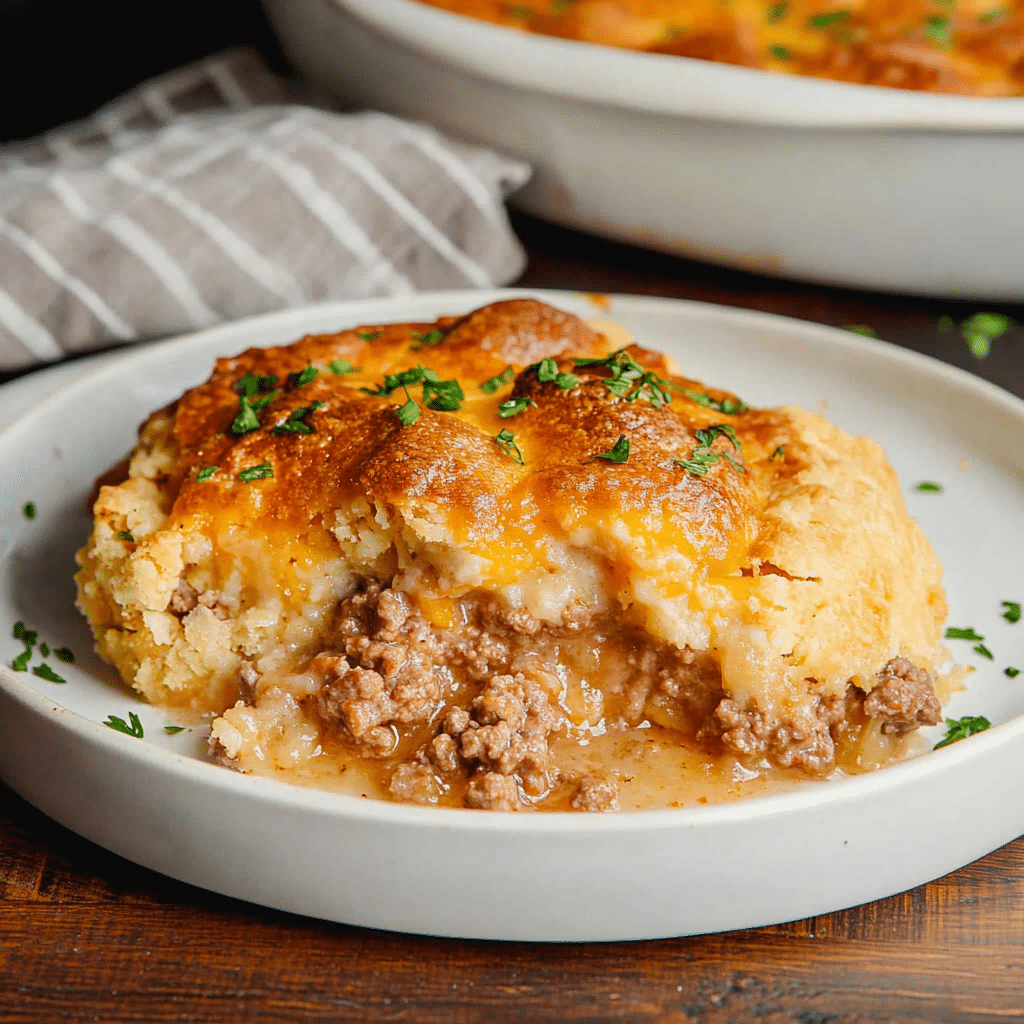Cheddar Bay Biscuit Ground Beef Cobbler