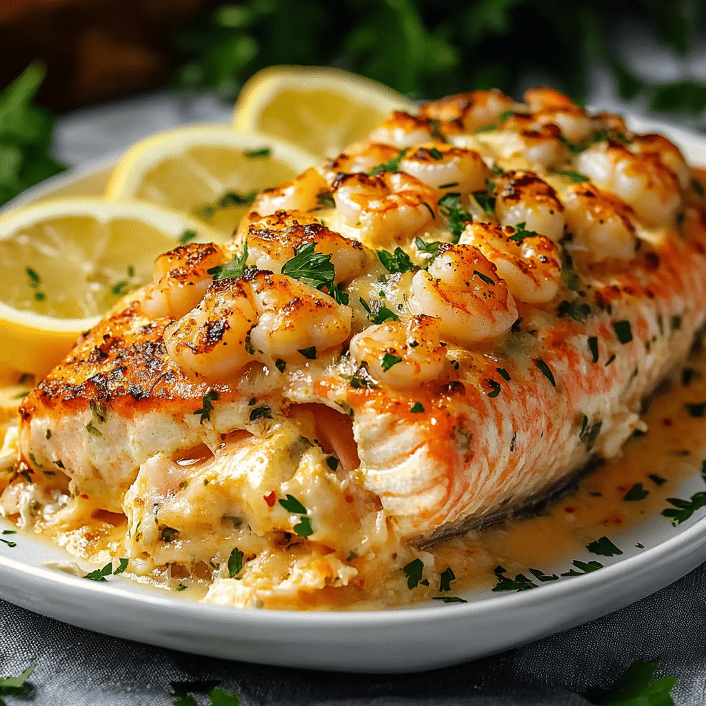 Crab and Shrimp Stuffed Salmon