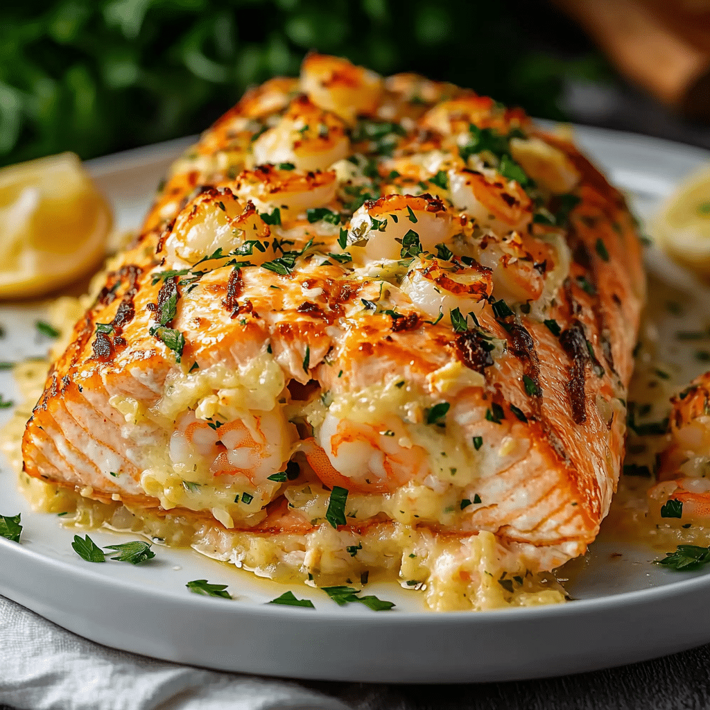 Crab and Shrimp Stuffed Salmon