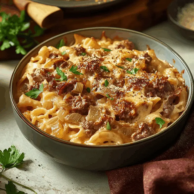 French Onion Beef Pasta