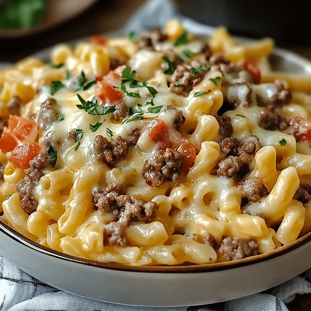 Loaded Cheeseburger Alfredo Pasta