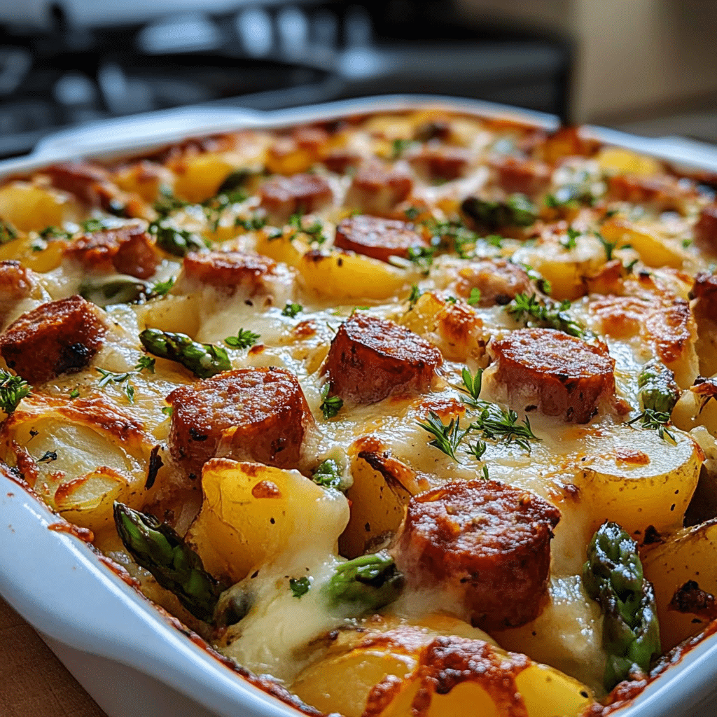 Sausage and Potato Casserole with Spring Veggies