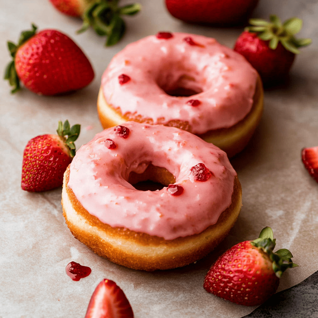 Baked Strawberry Cake Donuts