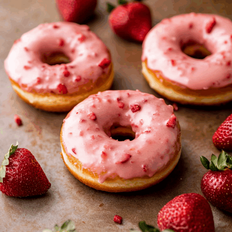 Baked Strawberry Cake Donuts