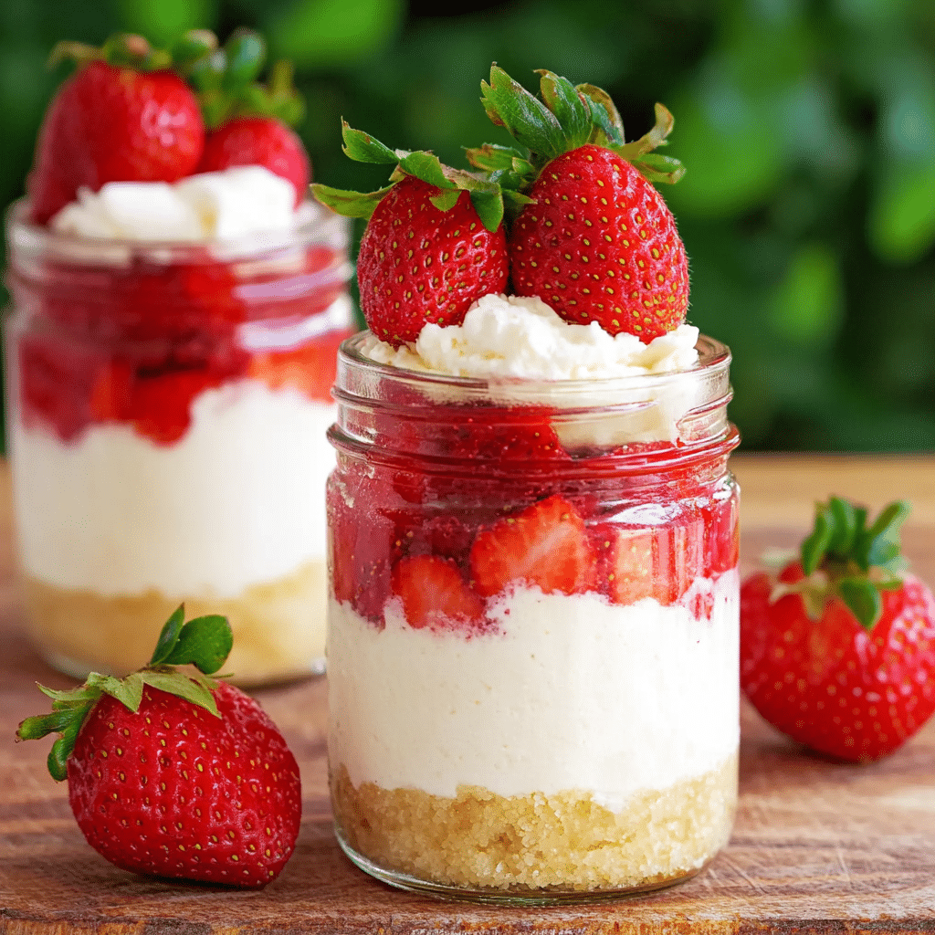 No Bake Strawberry Cheesecake Jars