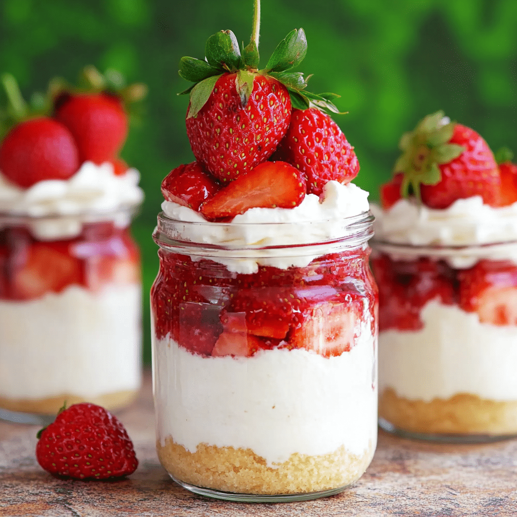 No Bake Strawberry Cheesecake Jars