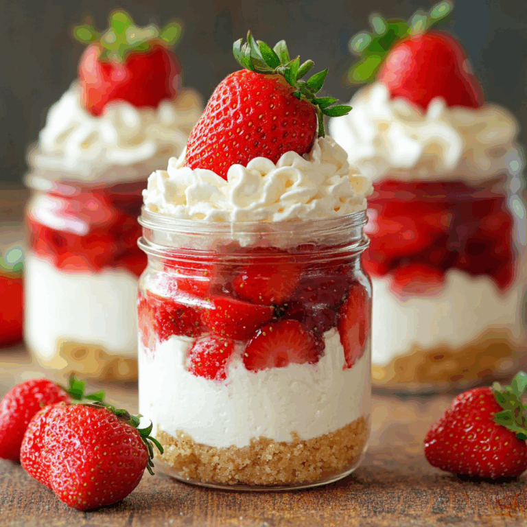 No Bake Strawberry Cheesecake Jars