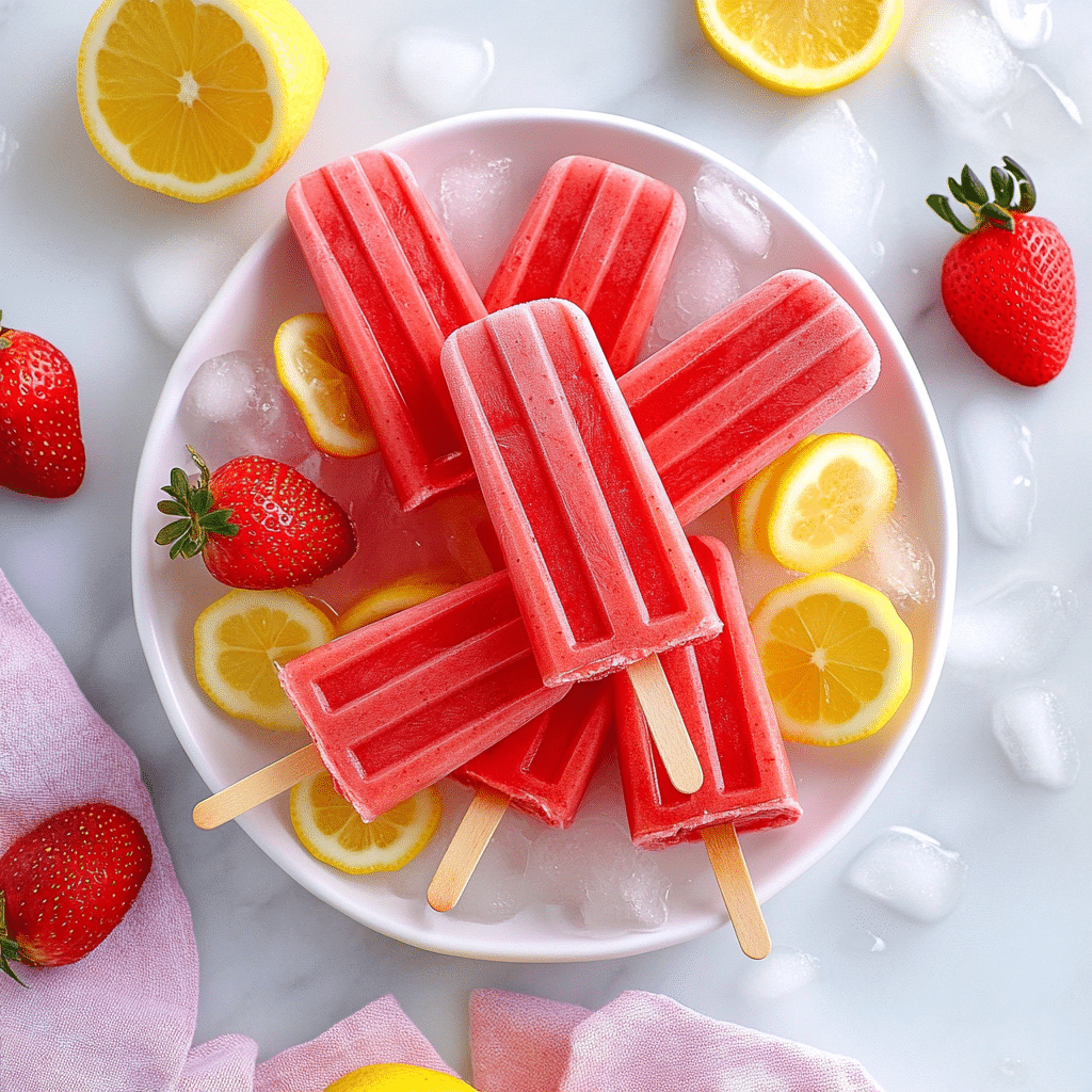 Strawberry Lemonade Popsicles