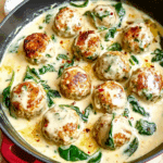 Parmesan chicken meatballs with spinach