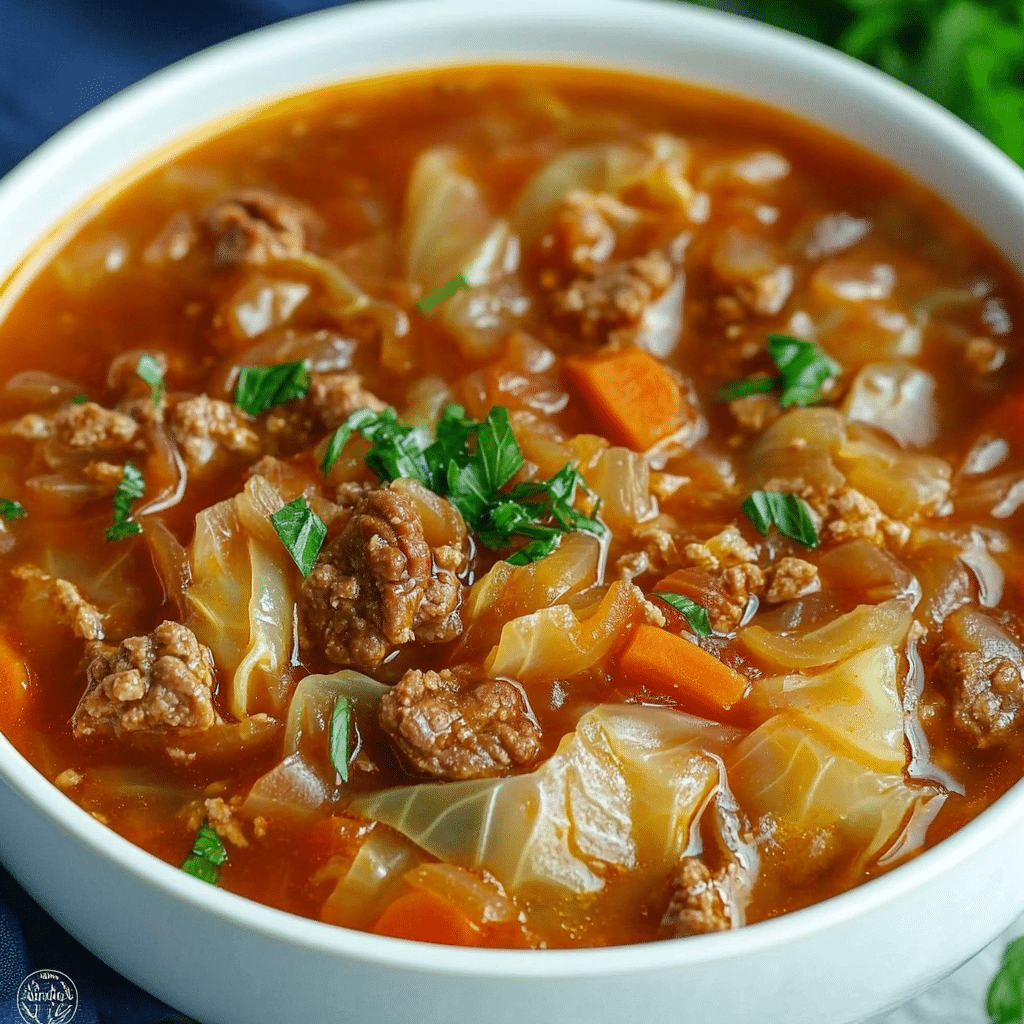 Cabbage Roll Soup With Ground Beef
