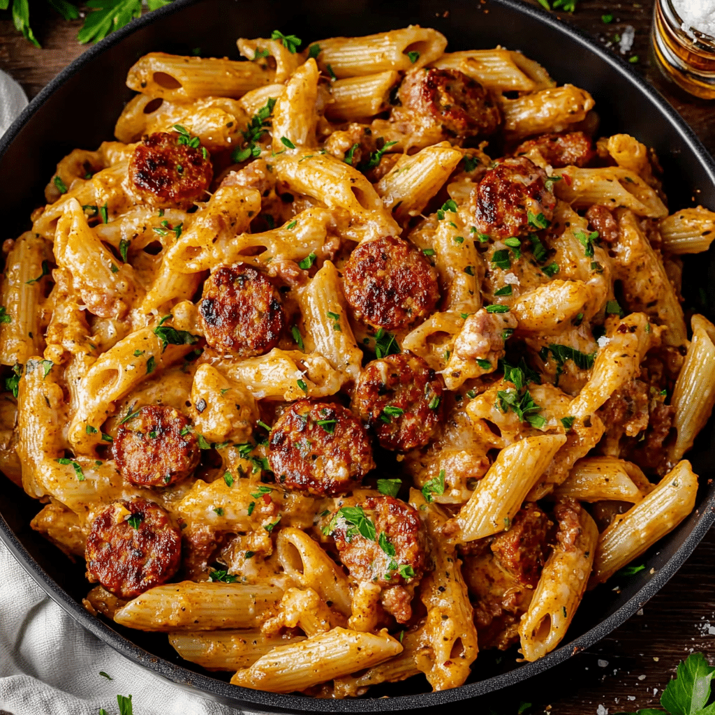 One Pot Creamy Cajun Sausage Pasta