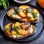 Grilled Peach and Burrata Crostini