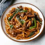 Black pepper beef udon noodles