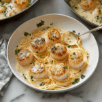 savory sea scallops and angel hair pasta