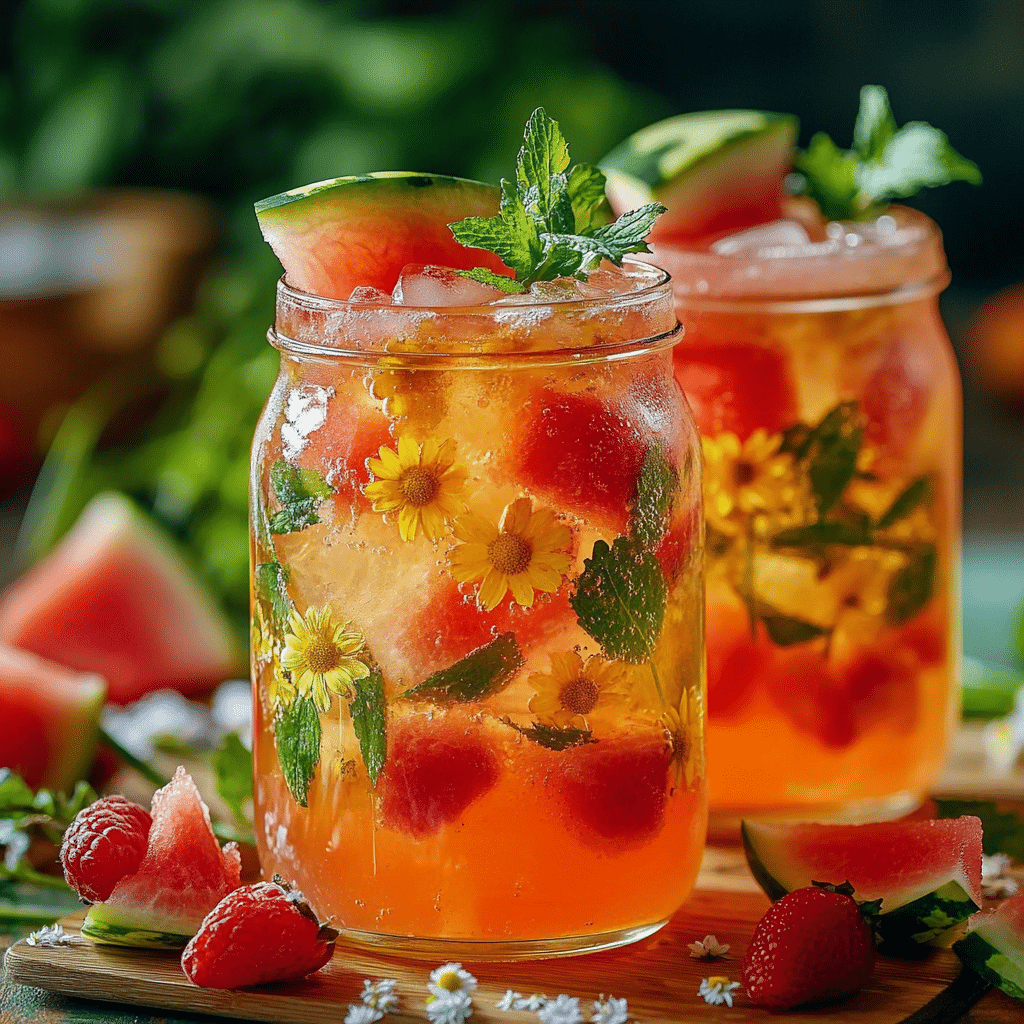 watermelon chamomile tea cooler
