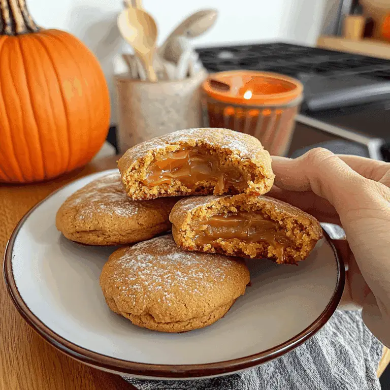 Caramel Stuffed Pumpkin Cookies