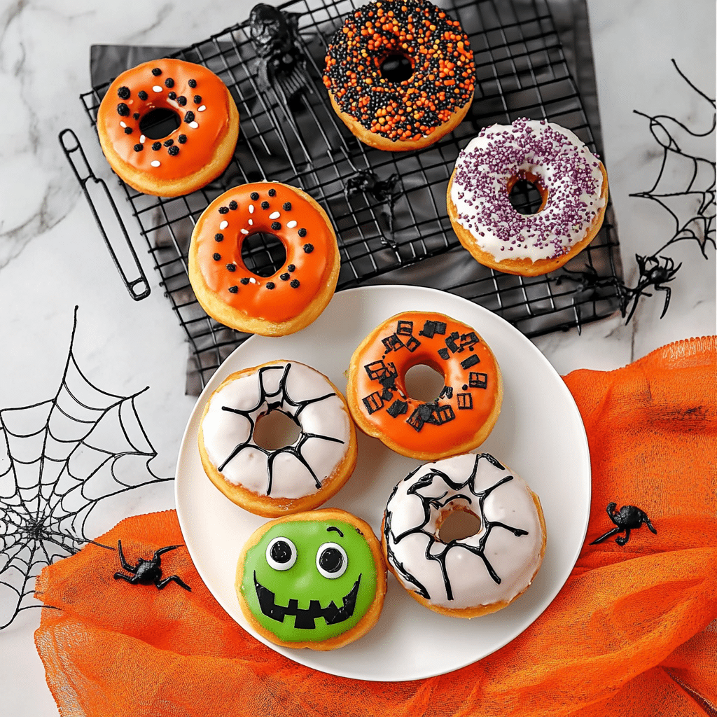Halloween Spiderweb Baked Donuts