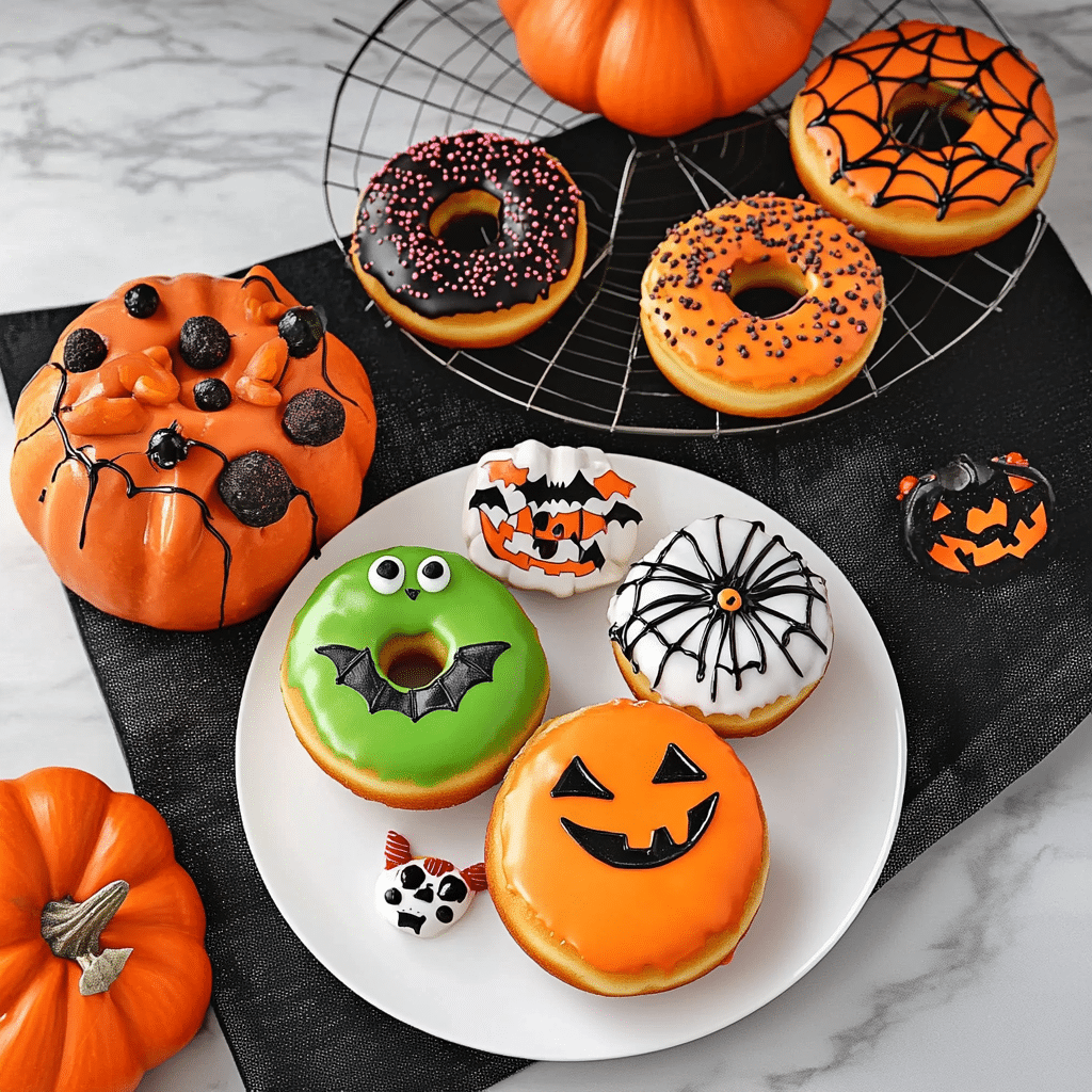 Halloween Spiderweb Baked Donuts