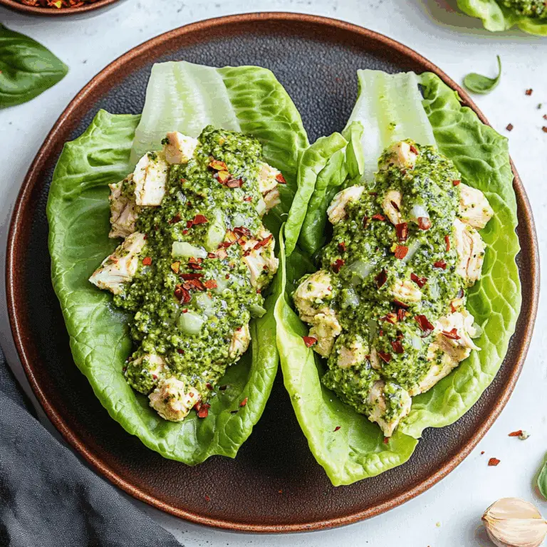 Pesto Chicken Salad Lettuce Wraps