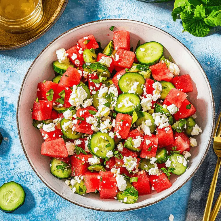 Watermelon Cucumber Feta Salad
