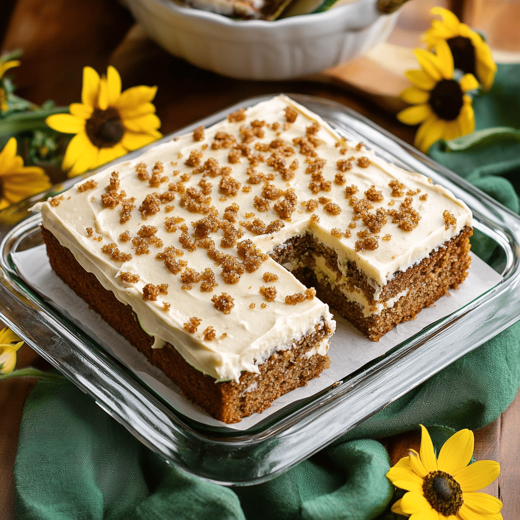 Zucchini Cake With Brown Sugar Icing