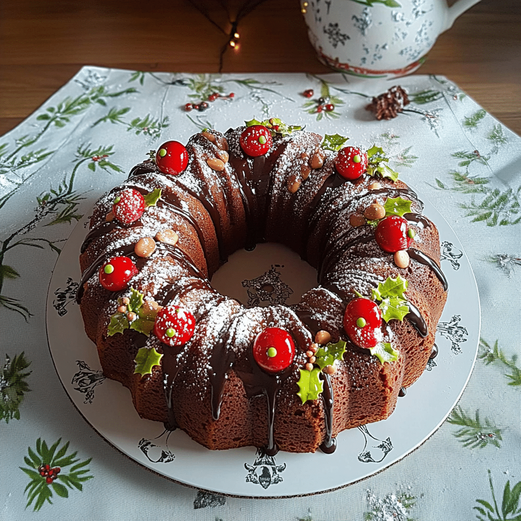 Chocolate Bundt Cake Christmas Wreath