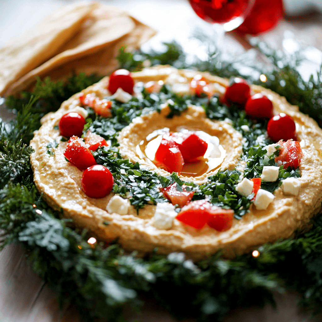 Christmas Hummus Wreath