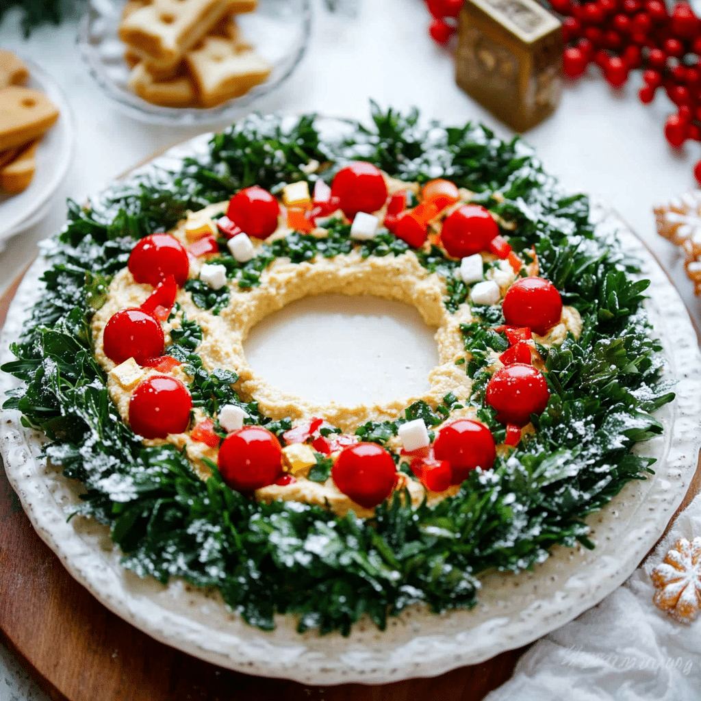 Christmas Hummus Wreath