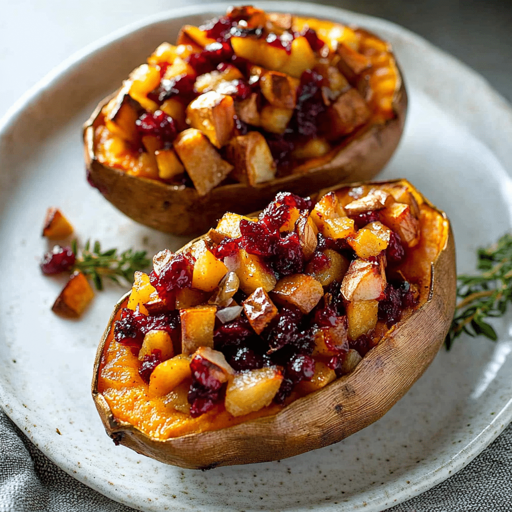 Cranberry Apple Twice-Baked Sweet Potatoes