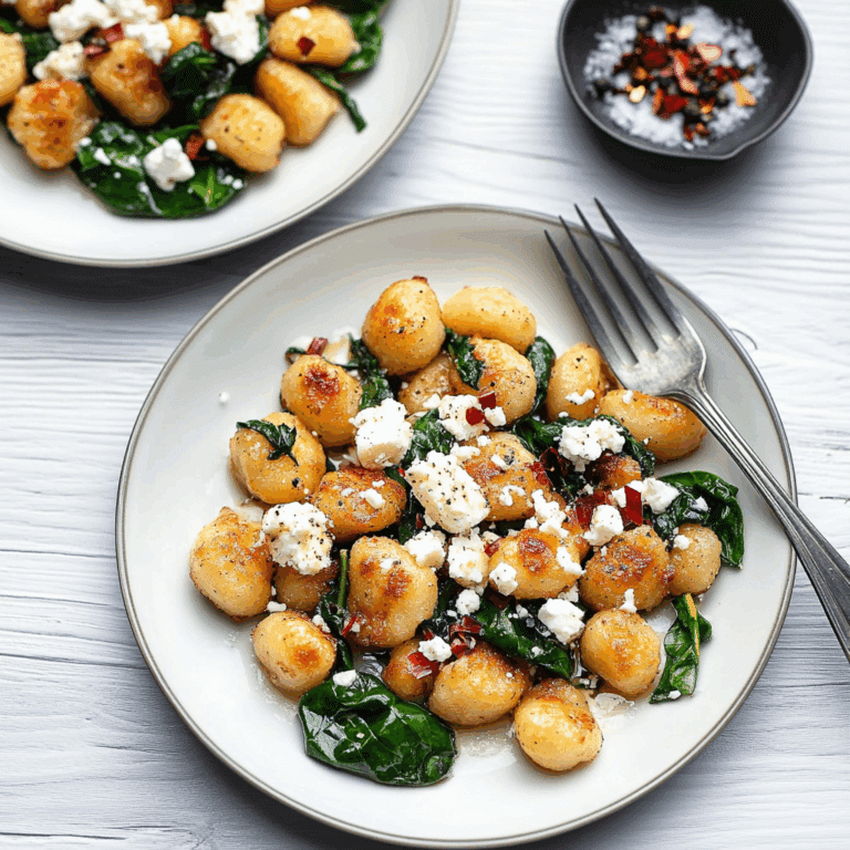 Crispy Gnocchi with Spinach and Feta